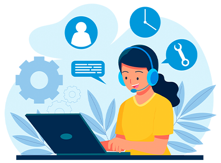 Ilustração de uma pessoa realizando um atendimento Ilustração de uma pessoa realizando um atendimento